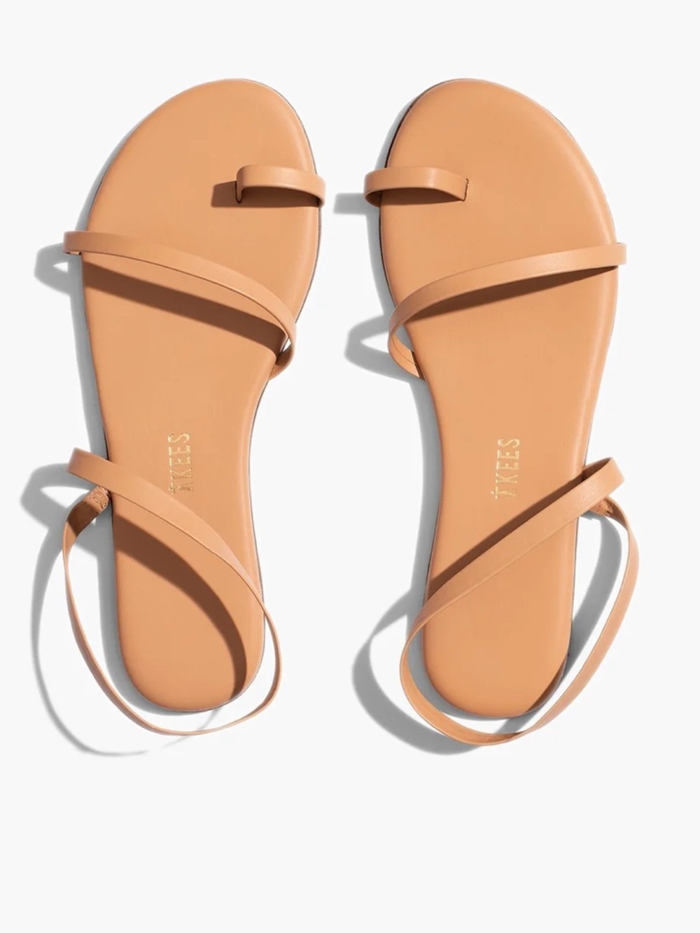 TKEES Mia Napa Pout Tan Minimalist Strappy Flat Sandals